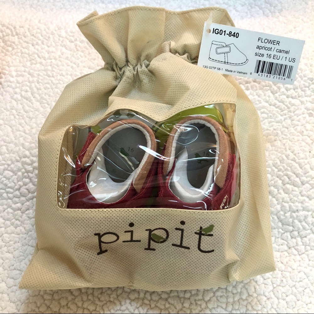 Pipit Suede Flower Apricot Camel Baby Shoes Size 1 - Picture 8 of 10
